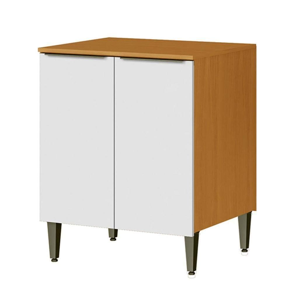 Balcão Para Cozinha 70cm 2 Portas 100% Mdf Luna Cinamomo/branco