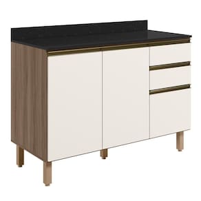 Balcão De Cozinha Com Tampo 120cm Maly N03 Carvalho/off White - Mpozenato