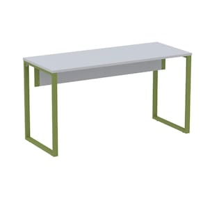 Mesa Escritório P25 Tub Pandin 150 Cm (larg) X 70 Cm (prof) Tampo Mdp Cinza Pé Aço Tubular Verde