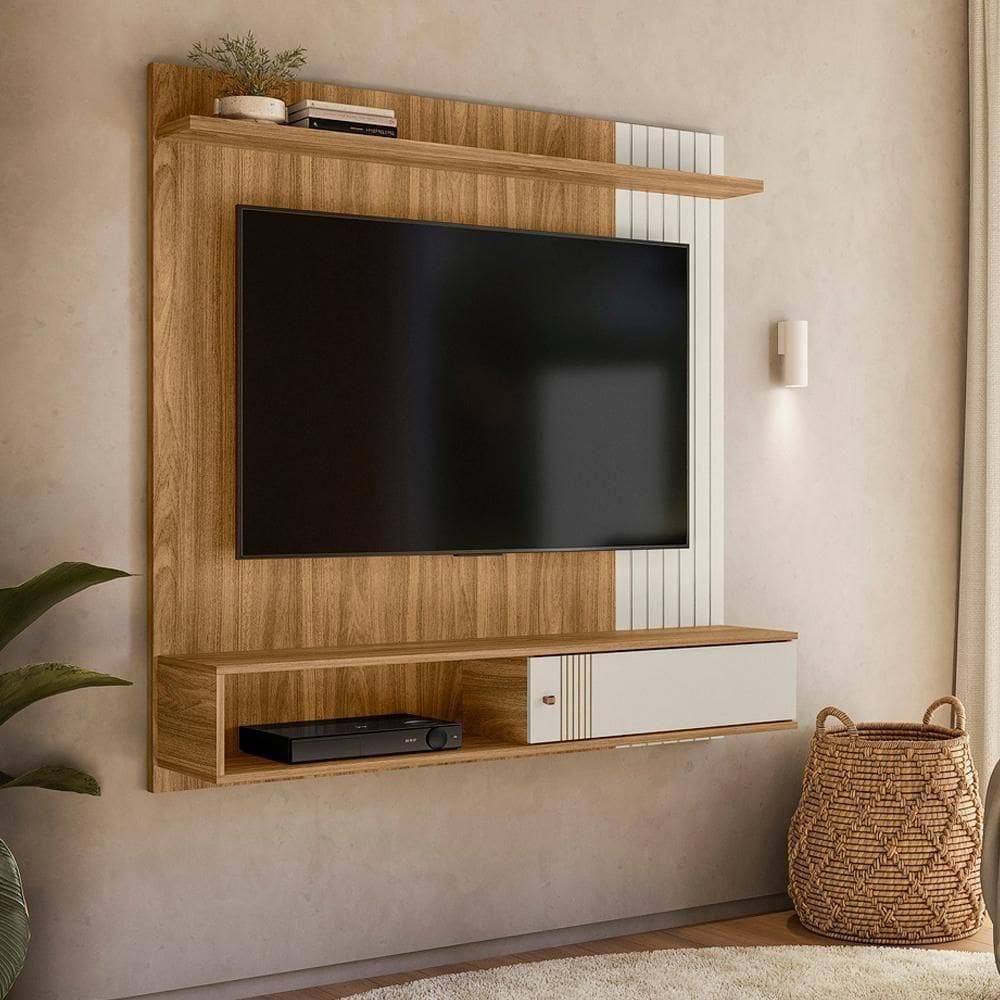Painel Suspenso Para Tv 55 Pol 136 Cm 8650 Nature Off White Plla Nature Off White