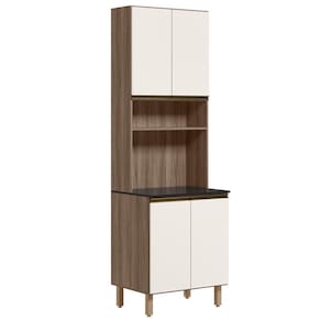 Paneleiro De Cozinha Para Micro-ondas Maly N03 Carvalho/off White - Mpozenato