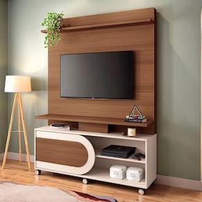 Estante Painel De Tv 55 136cm órbis Castanho-off White - Hb Móveis