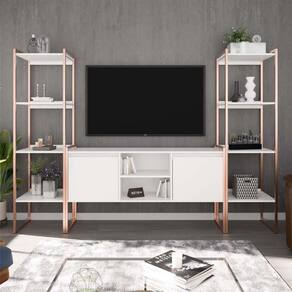 Rack 2 Portas Com Estante Industrial Chile Branco Cobre