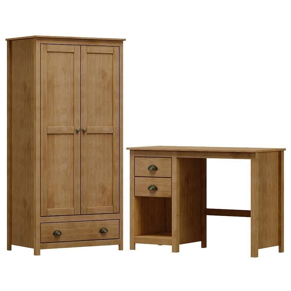 Armario 2 Pt Mesa Escrivaninha 2 Gv Madeira Maciça Freijo Milani Store