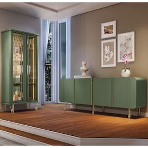 Buffet Aparador Saluti Com Cristaleira évora Verde Pistache - Hb Móveis