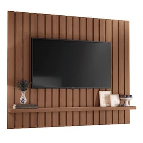 Painel Tv 60 160cm Suspenso Ripado Like H01 Castanho - Mpozenato