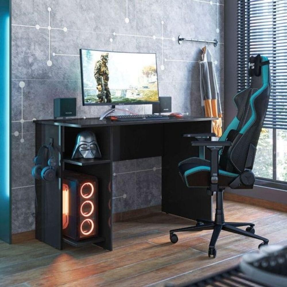 Mesa para Escritório e Gamer Preta para Conforto e Praticidade