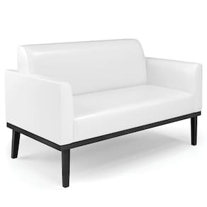 Sofá Namoradeira Base Madeira Preto Maressa Sintético Pu Branco - Ibiza