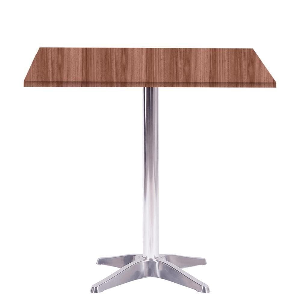 Mesa Delta Em Alumínio 75 Cm (alt) Base Em X Tampo Mdp Quadrado 70 Cm (larg) X 2,50 Cm (alt) Walnut