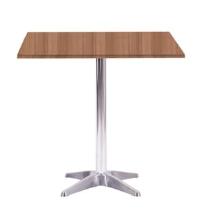 Mesa Delta Em Alumínio 75 Cm (alt) Base Em X Tampo Mdp Quadrado 70 Cm (larg) X 2,50 Cm (alt) Noce Na