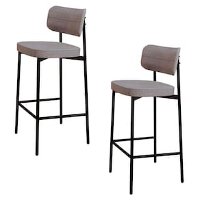 Banqueta Alta Bar Estofada Kit 2 Ella M25 Linho Cinza Cl - Mpozenato