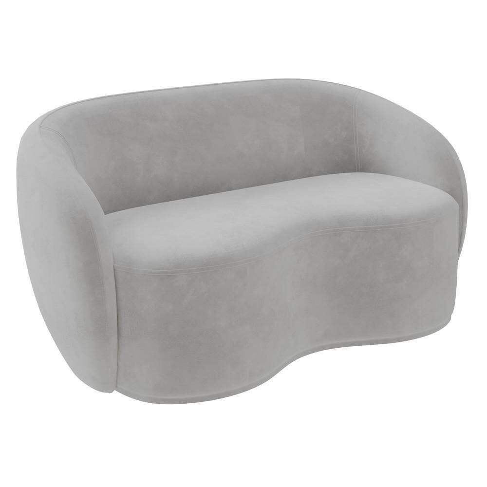 Sofá 3 Lugares Living Orgânico Sala De Estar 180cm Garbin K04 Veludo Cinza - Mpozenato