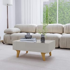 Mesa De Centro Com Espelho 1 Gaveta E Pés 75cm Multimóveis Cr45280 Off White