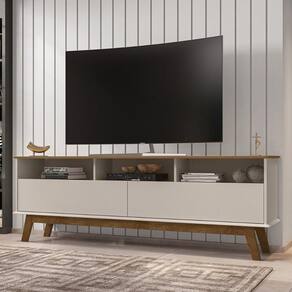 Rack Para Tv Até 65 Polegadas Com Nichos E 2 Portas Retrô Multimóveis Cr45291 Cinamomo Off White