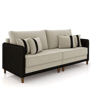 Sofá 3 Lugares Living 232cm Zoe K04 Veludo Bege/preto - Mpozenato