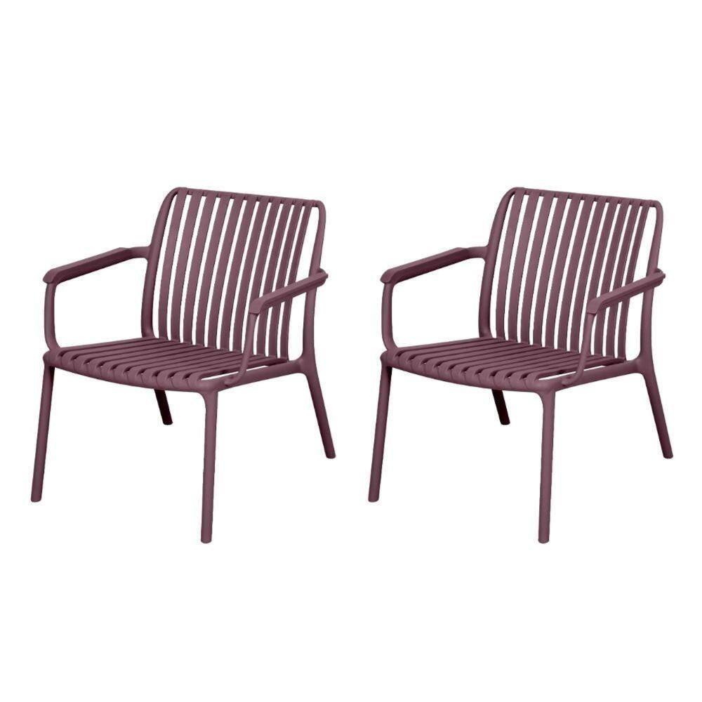 Kit 2 Cadeiras Com Braço Empilhável Lounge Cozumel Inmetro Fratini 59 Cm (larg) Polipropileno Nude