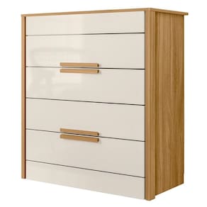 Cômoda Para Quarto 4 Gavetas 86cm Pavia M07 Freijó-off White - Mpozenato