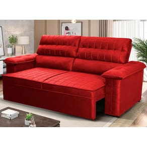 Sofá Retrátil Reclinável 3 lugares com molas 2,00m Quantum Suede Velut Vermelho - King House