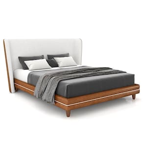 Cama Casal 140cm Com Cabeceira Many P02 Bouclê Off/caramelo - Mpozenato