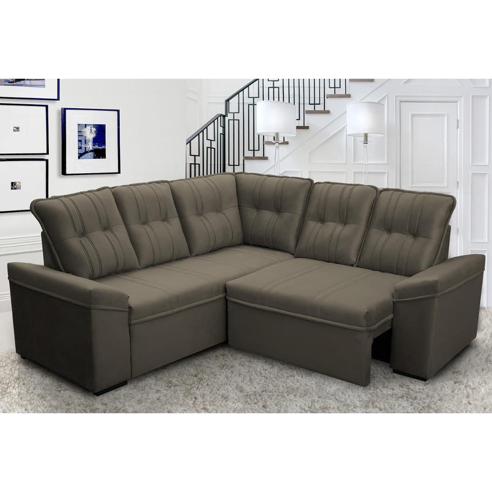 Sofá Canto London Tabaco Suede Velut - King House