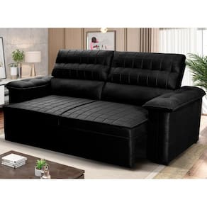 Sofá Retrátil Reclinável 2 lugares com molas 1,80m Quantum Suede Velut Preto - King House