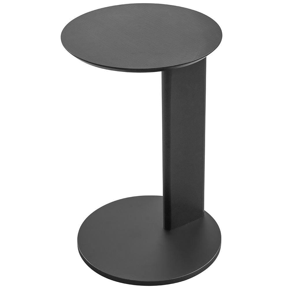 Mesa Lateral Para Sala De Estar Pés Madeira Bulat A03 Nero Preto - Lyam Decor