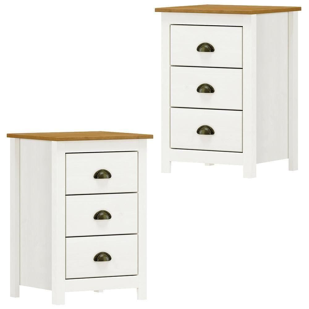 Kit 02 Mesas De Cabeceira Madeira Maciça 46 Cm 9130 Branco Freijo Milani Store