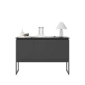Buffet 3 Portas Estilo Industrial Amsterdã Preto Onix