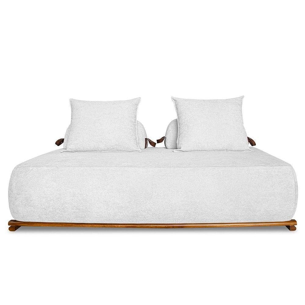 Sofá 3 Lugares 220cm Ilha Base Madeira Viero S06 Boucle Branco - Mpozenato
