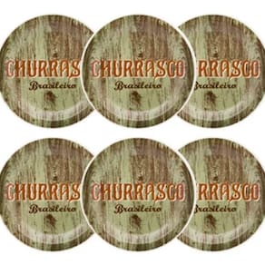 Kit Jogo Conjunto 6 Pratos Rasos Churrasco Verde 26cm - Oxford