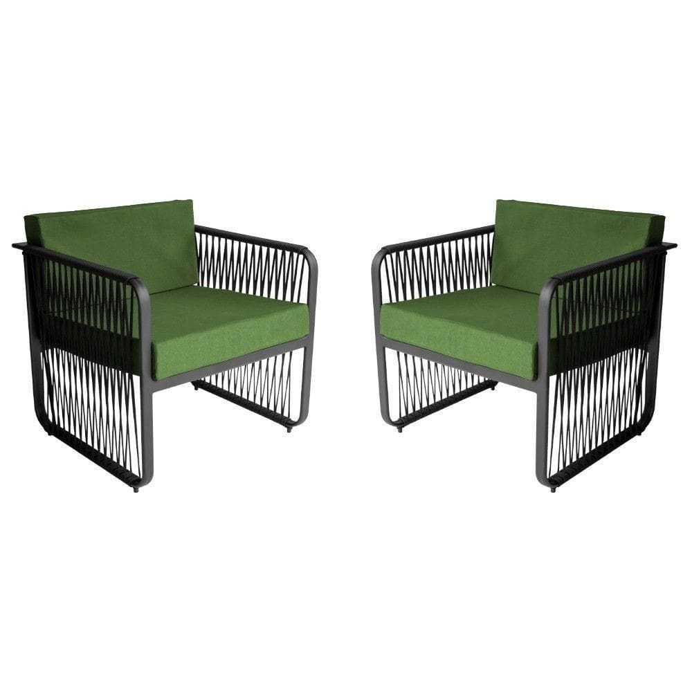 Conjunto 2 Poltronas área Externa Corda Náutica Santiago Preto-verde