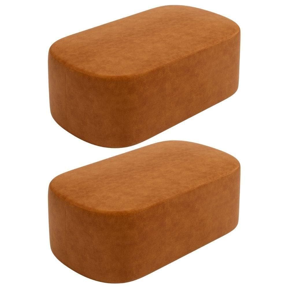 Kit 02 Puffs Decorativos Orgânicos Para Living Quarto 100cm Doha W01 Couríssimo Canela - Lyam Decor