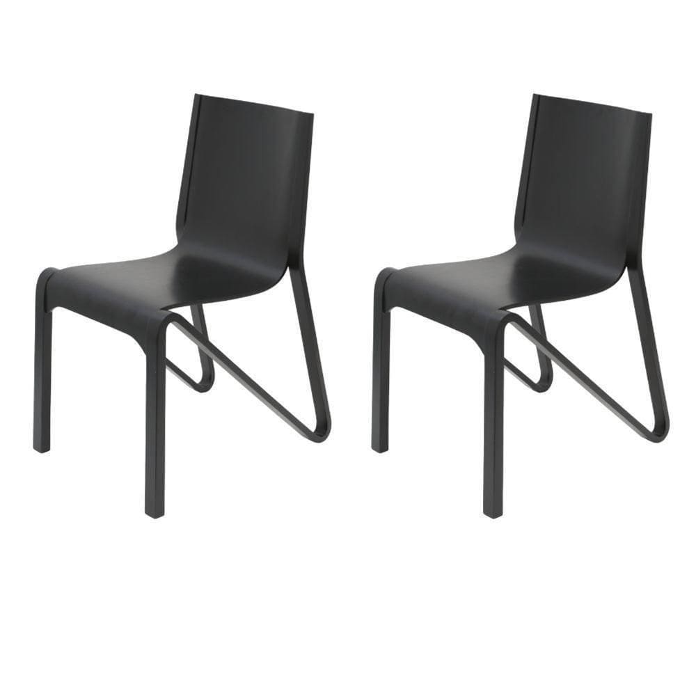 Kit 2 Cadeiras Empilhável Vermont Fratini 38 Cm (larg) Estrutura Em Madeira Preto Multilaminada