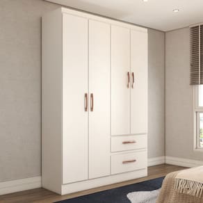 Guarda-Roupa Solteiro São Francisco 4 Portas 2 Gavetas Branco Flex - Panorama Móveis