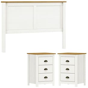 Cabeceira Queen E 02 Mesas Cabeceira 3 Gv Madeira Maciça Branco Freijo Milani Store