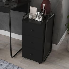 Gaveteiro Para Escritório 3 Gavetas Estilo Industrial Criare Preto
