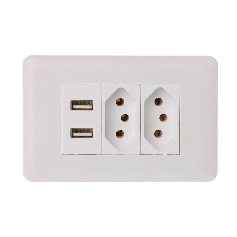 Tomada Parede Usb Dupla Carregador Bivolt Universal