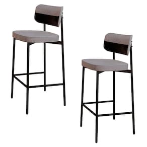 Banqueta Alta Bar Estofada Kit 2 Ella M25 Linho Cinza Cl-preto - Mpozenato