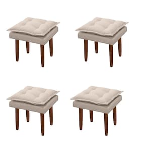 Kit 04 Puff Maria Para Sala De Tv E Estar Quarto Confortável Suede Bege Mabe Magazine