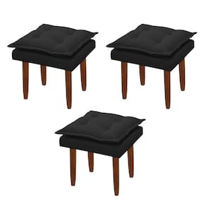 Kit 03 Puff Maria Para Sala De Tv E Estar Quarto Confortável Suede Preto Mabe Magazine
