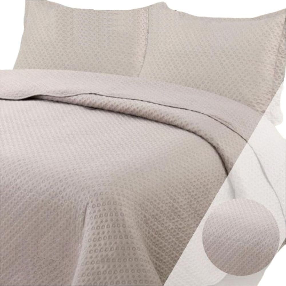 Colcha Queen Bella Dupla Face 03 Peças Cáqui 100% Poliéster