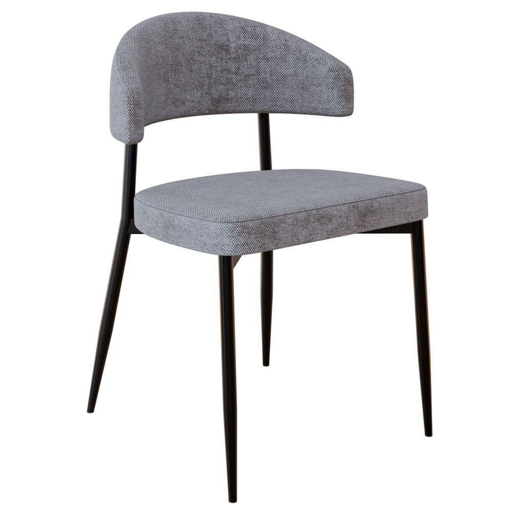 Cadeira De Jantar Estofada Fixa Chloe M25 Linho Lautrec Cinza - Mpozenato