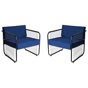 Conjunto 2 Poltronas área Externa Fibra Sintética Córdova Preto-azul