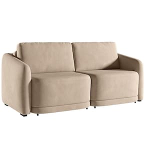 Sofá Cama Casal Para Sala 196cm Polska K04 Veludo Bege - Mpozenato