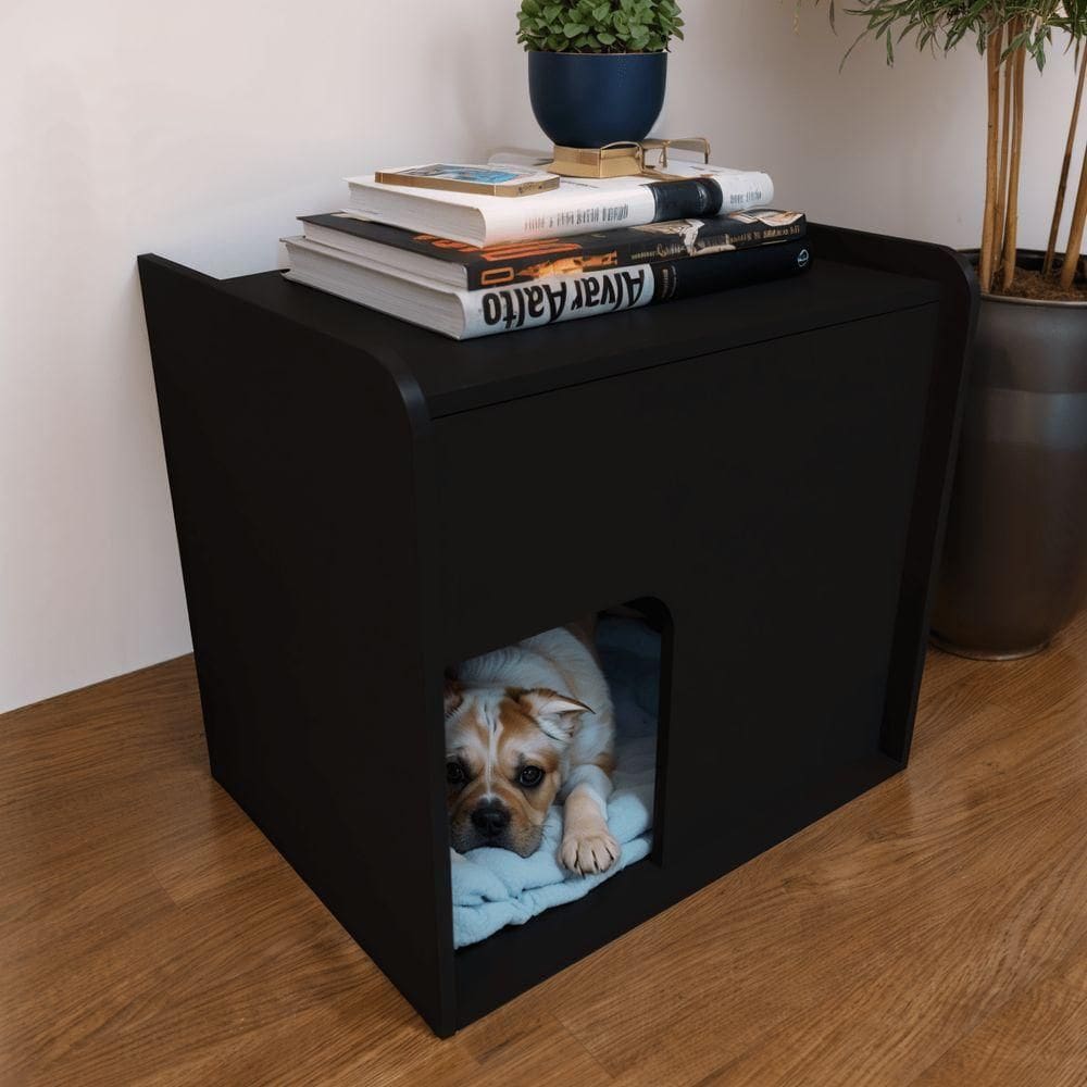 Mesa De Cabeceira Cama Pet Cães 45x55x60 Preto