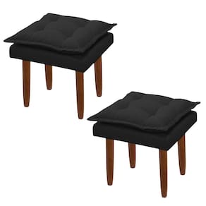 Kit 02 Puff Maria Para Sala De Tv E Estar Quarto Confortável Suede Preto Mabe Magazine
