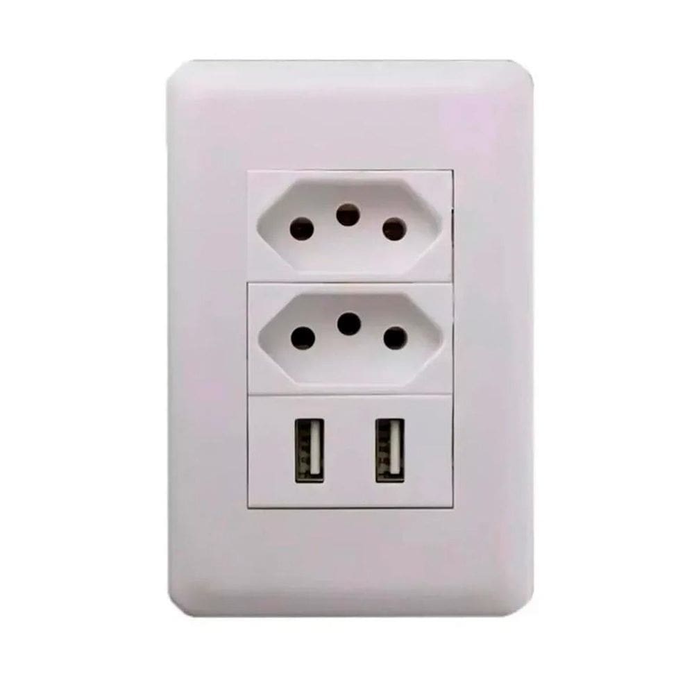 Entrada Tomada Usb Dupla Universal Branco Bivolt