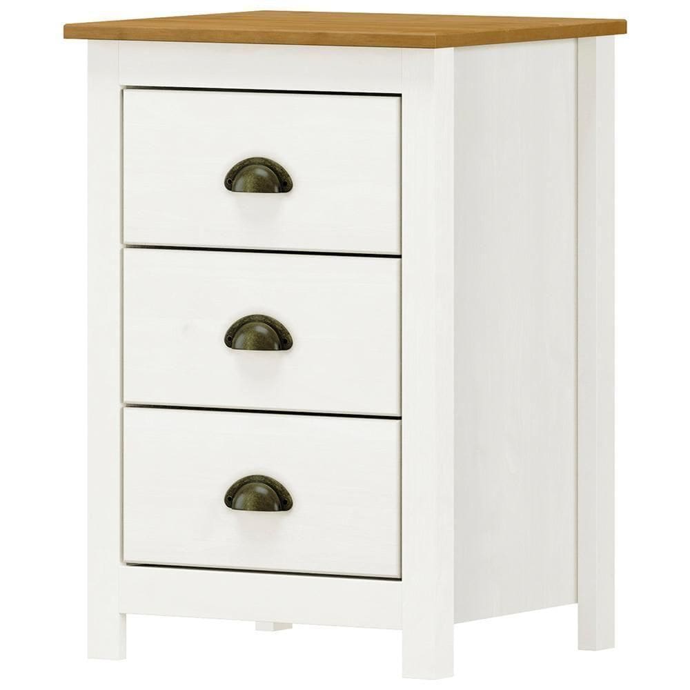 Mesa De Cabeceira 3 Gav Madeira Maciça 46 Cm 9130 Branco Freijo Milani Store