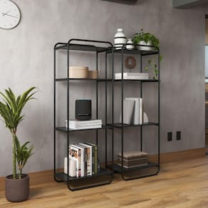 Estante Estilo Industrial Com Prateleiras Em Madeira Criare Preto