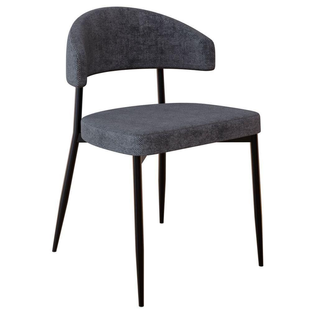 Cadeira De Jantar Estofada Fixa Chloe M25 Linho Lautrec Grafite - Mpozenato